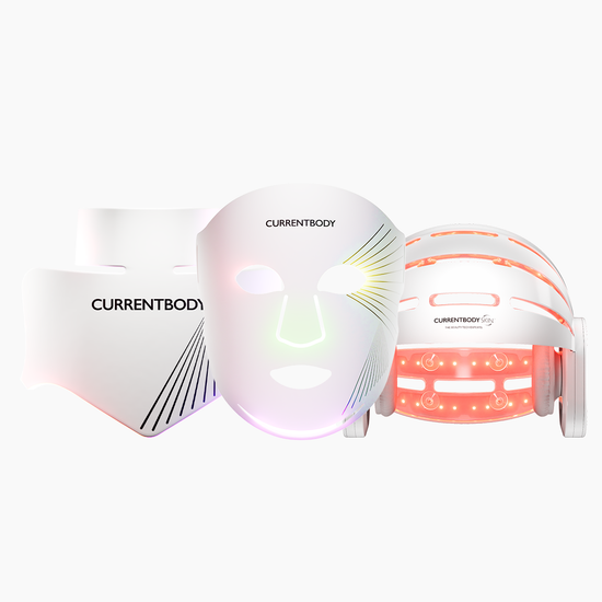 CurrentBody Skin LED Gerät gegen Haarausfall & LED Gesicht, Hals & Dekolleté Set: 3. Generation