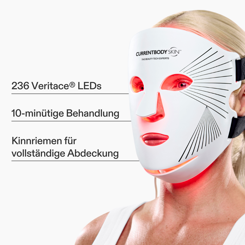 236 Veritace® LEDs, 10-minütige Behandlung, Kinnriemen für 
vollständige Abdeckung