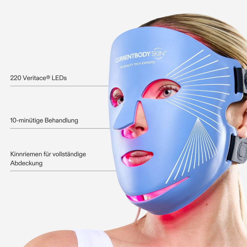 220 Veritace LEDs, 10 minütige Behandlung, Kinnriemen für vollständige Abdeckung