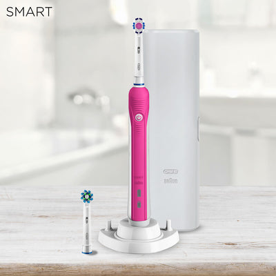 Oral-B Smart 4 4000 3D White Pink Bluetooth Enabled Electric Toothbrush + Travel Case